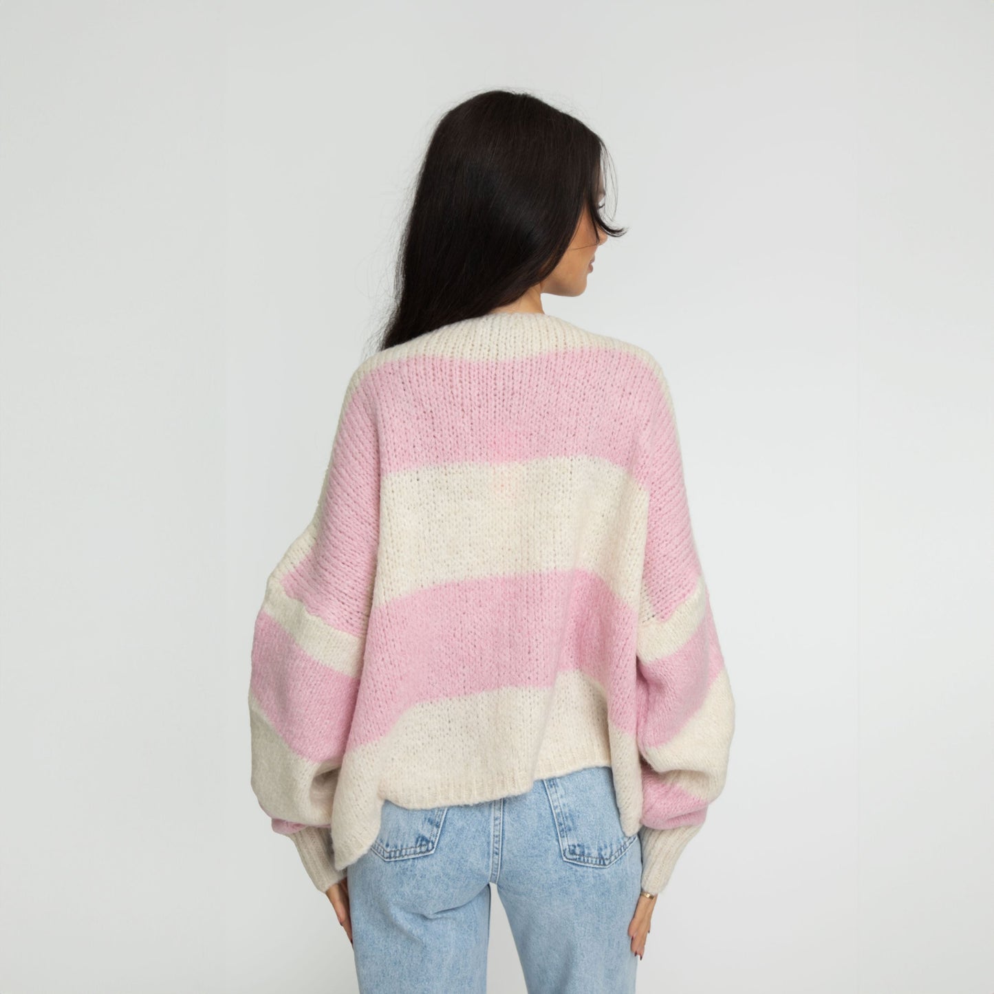 Lila | Striped V-Neck Tie Cardigan