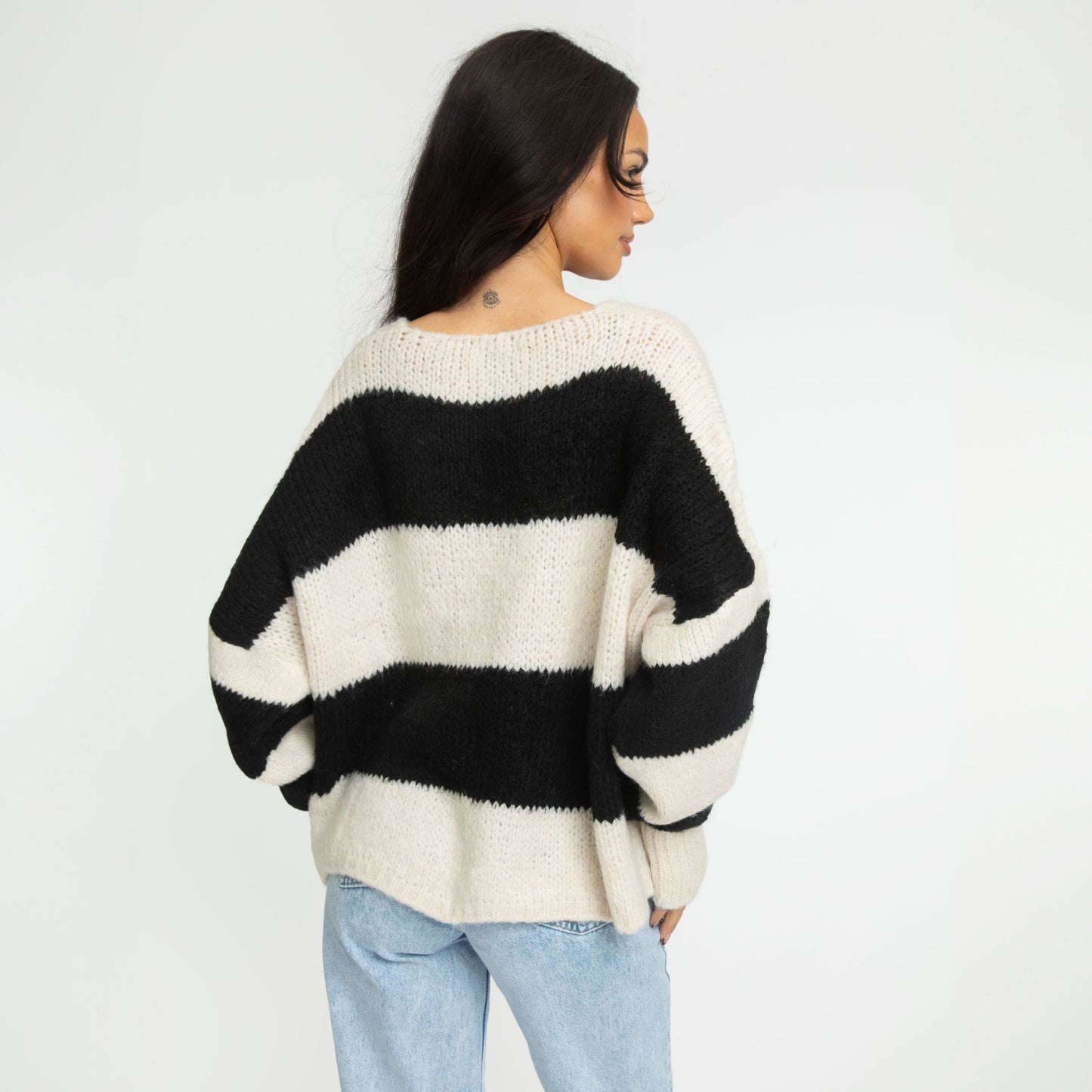 Lila | Striped V-Neck Tie Cardigan